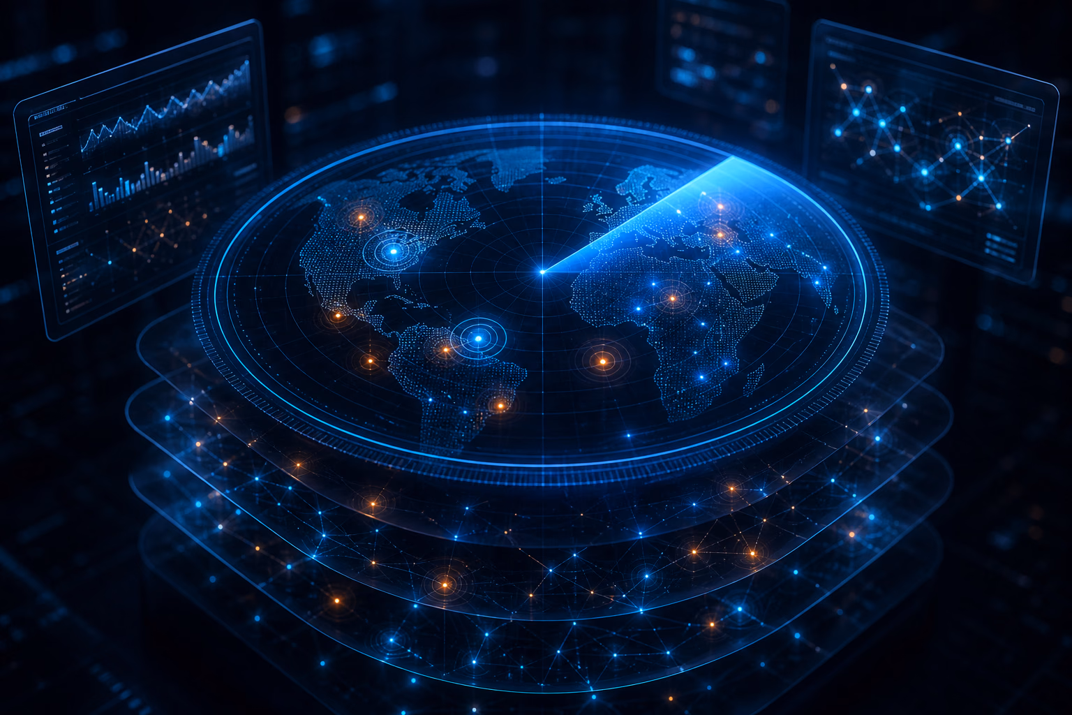 Abstract visualization of the ACID threat intelligence platform